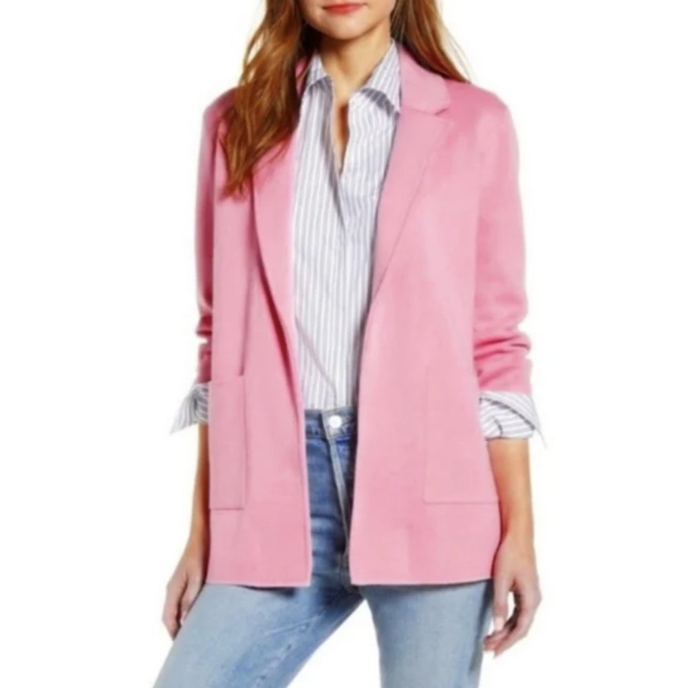 J.CREW Sophie Wool Blend Open Front Sweater Blazer in Bohemian Pink - Size XS